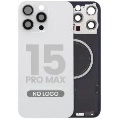 Baksida i glas med MagSafe-magnet för iPhone 15 Pro Max (ingen logotyp) (eftermarknad) (vit titan) vit