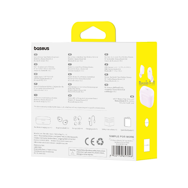 Baseus Bowie E18 True Wireless Hörlurar Stjärnlila