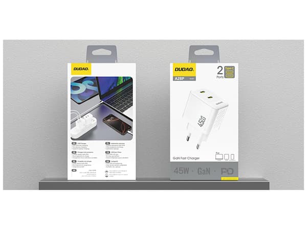Dudao A28PEU Adapter 45Watt 2xUSB-C vit vit