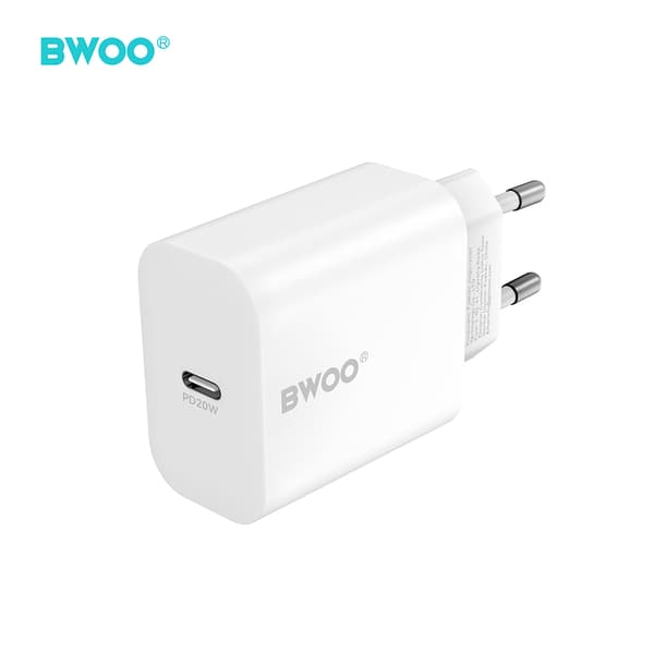 BWOO väggladdare CDA233 PD 20W 1x USB-C med USB-C - USB-C-kabel vit