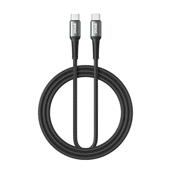 BWOO Flätad kabel USB-C - USB-C 3m 60W svart