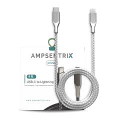 USB Typ C till Lightning-kabel (ej MFI) (1,8 m) (AmpSentrix Infinity) (Silver) silver