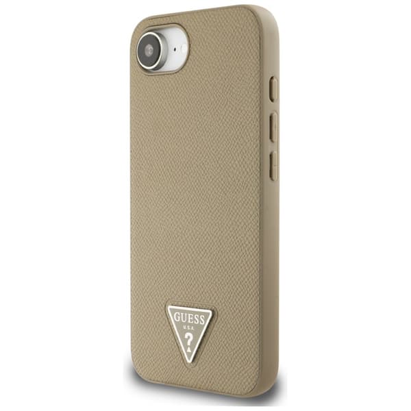 Guess HC MagSafe Grained PU Triangle Logo fodral för iPhone 16e brun