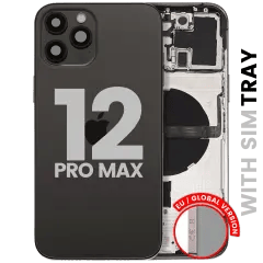 Baksida med smådelar för iPhone 12 Pro Max (EU / Global version) (Använd OEM-drag: Klass C) (Grafit) svart