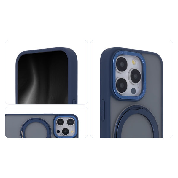 Secure Spinning Mag Case for iPhone 15 Pro Max 6.7\" Navy Blue