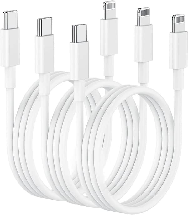 3-Pack 1 m USB-A till Lightning snabbladdningskablar