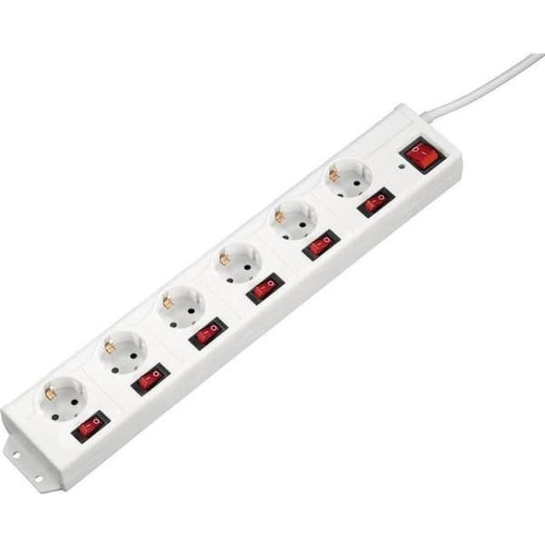 goobay Stikdåse 6-stik 16A vit 1.5m