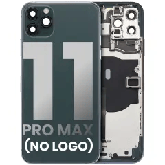 Baksida med förmonterade småkomponenter för iPhone 11 Pro Max (ingen logotyp) (eftermarknad Plus) (midnattsgrön) svart