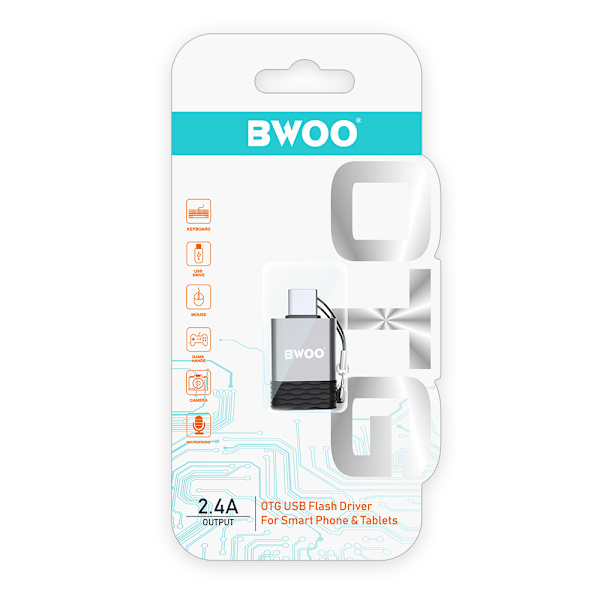 BWOO Adapter USB - USB-C Grå OTG BZ-35