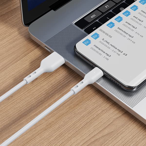 BWOO-kabel USB - USB-C 1m 3A Vit BO-X172C