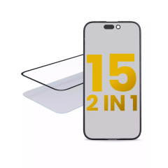 2 i 1 (glas + OCA förmonterat) för iPhone 15 (OCA Master) (2-pack)