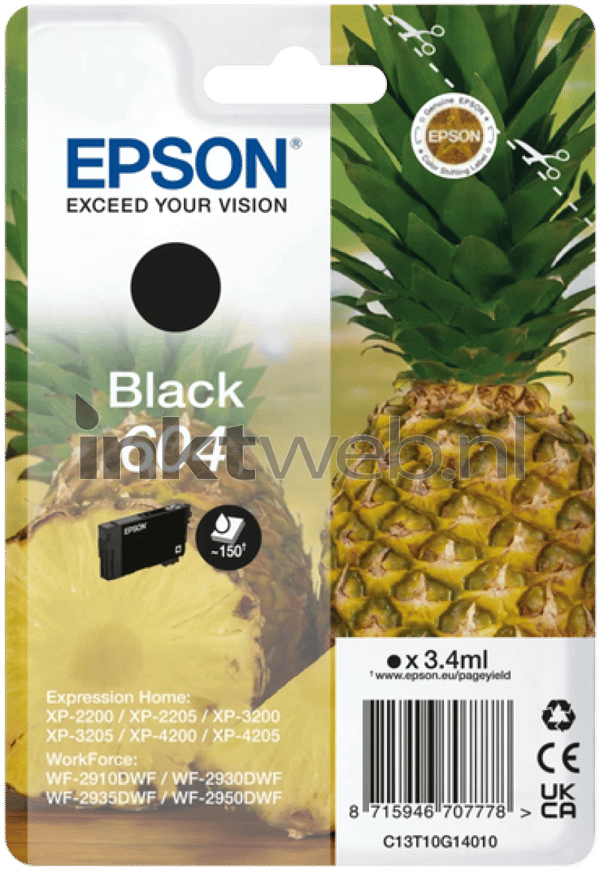 Epson 604 Singlepack svart bläck C13T10G14010