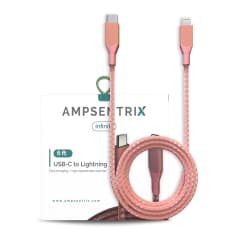 USB Typ C till Lightning-kabel (ej MFI) (1,8 m / 6 fot) (AmpSentrix Infinity) (Rosa) rosa