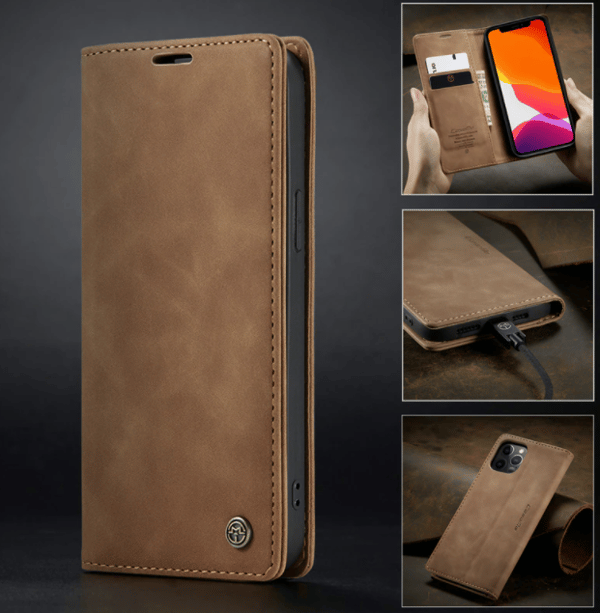 Läderfödral caseme 0013 för Iphone 15 pro max ljusbrun