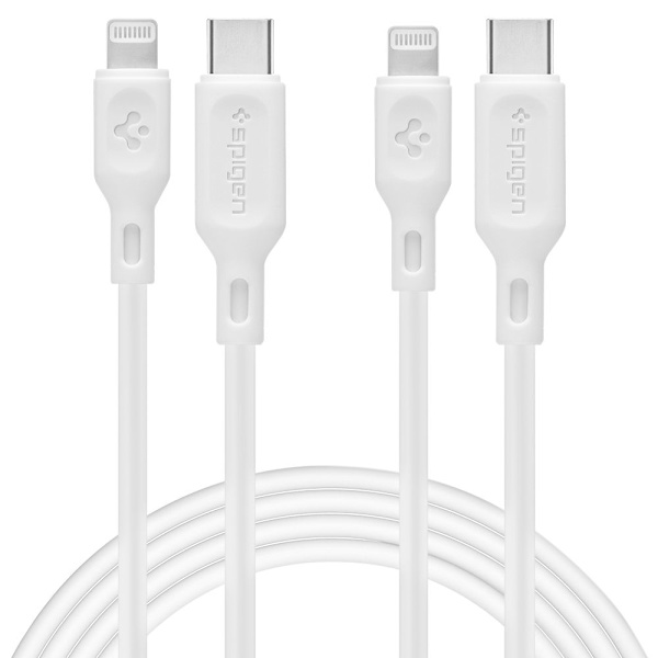 2-pack Lightning-kabel för iPhone - Spigen DuraSync 100cm Vit, MFi-certifierad