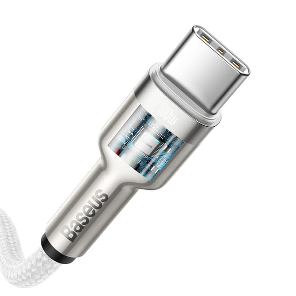 Baseus-kabel Cafule Metal PD USB-C - USB-C 1,0 m vit 100W
