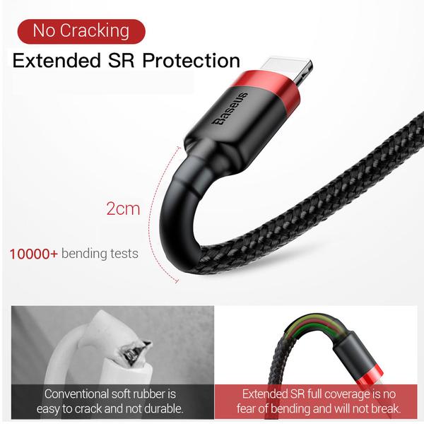2 m Baseus cabel iphone svart med röd
