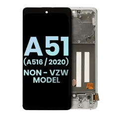 OLED-enhet med ram för Samsung Galaxy A51 5G (A516 / 2020) (ej Verizon 5G UW-ram) (Service Pack) (Prism Cube White) vit