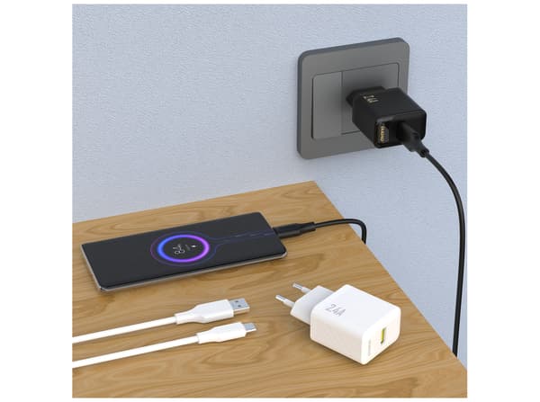 Dudao A23TEU Adapter 12Watt 1xUSB-A (1m USB-A till USB-C-kabel ingår) vit