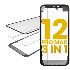 3 i 1 (Glas med förmonterad OCA + ram) för iPhone 12 Pro Max (OCA Master)