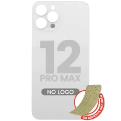 Bakglas med 3M-lim för iPhone 12 Pro Max (ingen logotyp / stort kamerahål) (silver) silver