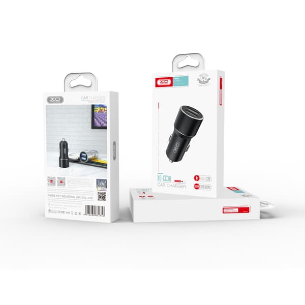 XO billaddare CC30 2x USB 2,4A svart
