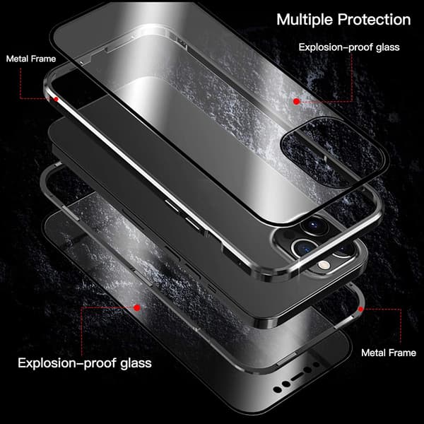 Magnet fodral för iphone 12 pro mini silver svart
