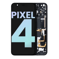 OLED-enhet med ram för Google Pixel 4 (äkta OEM) (klarvit strömknapp)