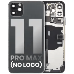 Baksida med förmonterade småkomponenter för iPhone 11 Pro Max (ingen logotyp) (Eftermarknad Plus) (Rymdgrå) svart
