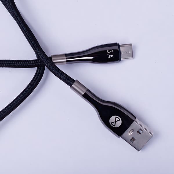 Forever Sleek kabel USB - USB-C 1,0 m 3A svart svart