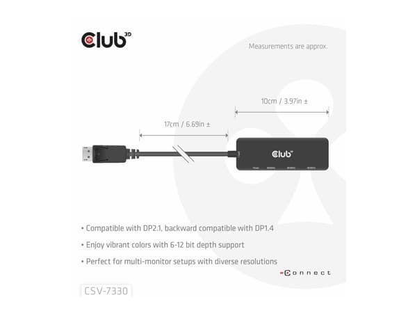 Club 3D Videoadapter 14cm svart svart