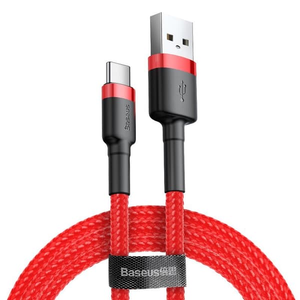 1 st super kvalitet Baseus cable Cafule USB - USB-C 3m 2A red röd