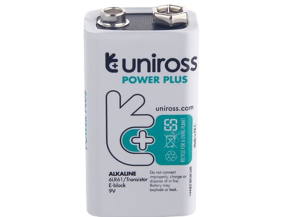 Uniross Power Plus Alkaline 6LR61 9V 600mAh, 1 pc.