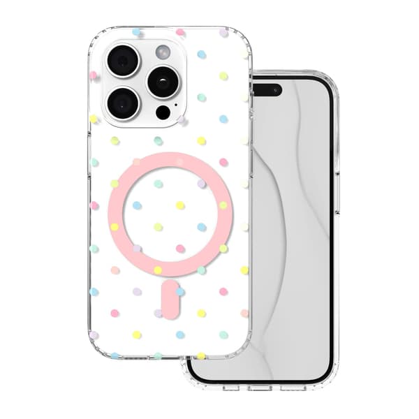 Bubble Dots Mag skal för iPhone 15 Pro vit