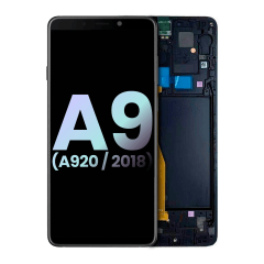 OLED-enhet med ram för Samsung Galaxy A9 (A920 / 2018) (Service Pack) (Svart)
