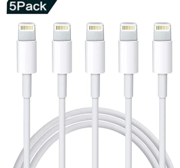 5-pack iPhone 5, 6, 7, 8, X/Xs/11 laddkablar