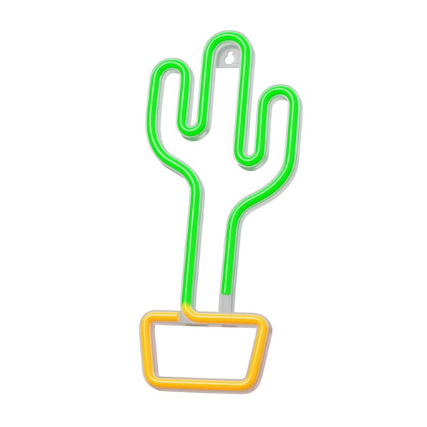Neon LED-ljus CACTUS orange grön Bat + USB FLNE02 Forever Light