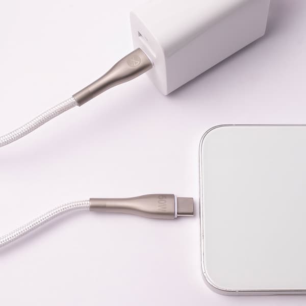 Forever Sleek-kabel USB-C - USB-C 1,0 m 60W vit