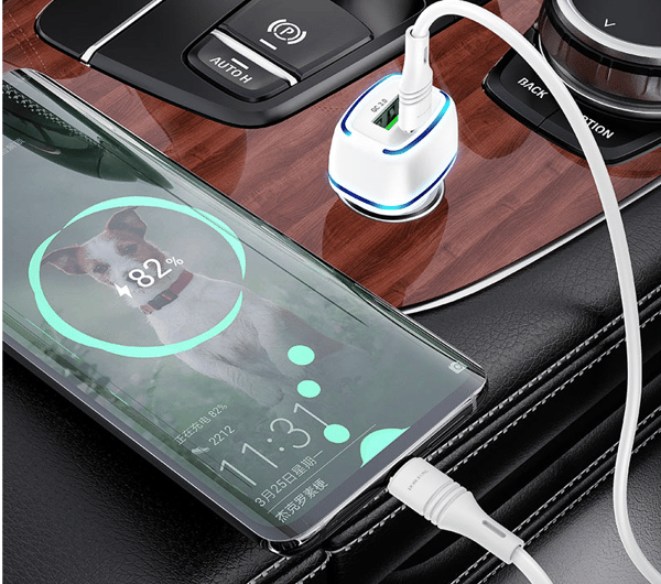 Snabb Billaddare USB C med USB-C kabel svart svart