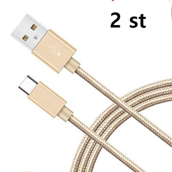 2 st 2 m top kvalitet  USB-C färgade kabel|guld Gold