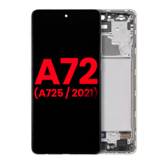 OLED-enhet med ram för Samsung A72 (A725 / 2021) (6.67\") (Eftermarknad Plus) (Awesome White) vit