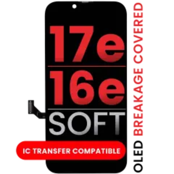 OLED-enhet kompatibel med iPhone 17e / 16e (Eftermarknad Pro: XO7 Soft)