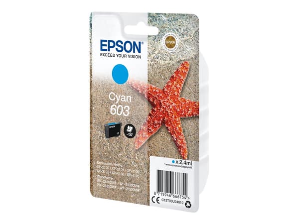Epson 603 Cyan 130 sidor bläck C13T03U24010