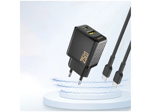 Dudao A26TEU-adapter 25 Watt GaN 1xUSB-C 1xUSB-A svart