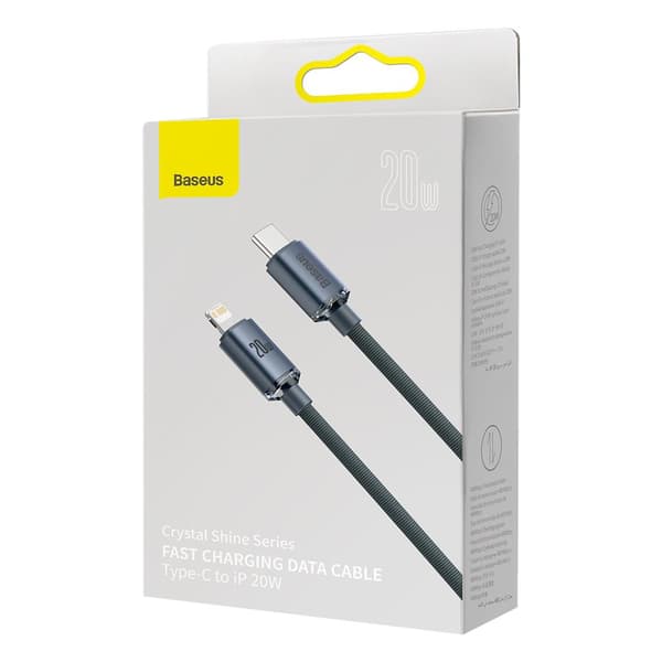 Baseus-kabel Crystal Shine USB-C - Lightning 2,0 m 20W svart