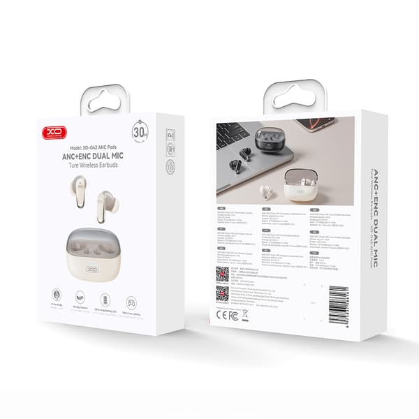 XO Bluetooth-hörlurar G42 TWS beige ANC + ENC