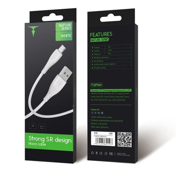 kabel T-PHOX NATURE MICRO USB vit 1 2M 3A