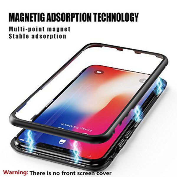 Dubbelsidig magnet fodral med härdat glas för iphone Xs/X|lila