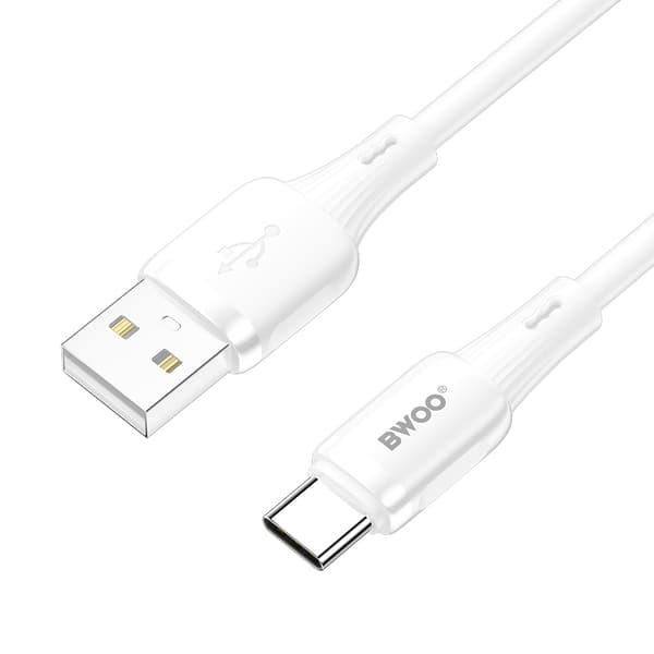 BWOO 3A silikonkabel X329C USB - USB-C 1m vit vit