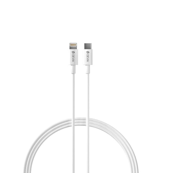 Devia väggladdare Rocket PD 20W 1x USB-C vit + kabel USB-C - Lightning